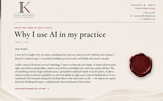 Preview of Travis Keil's letter on AI-assisted defense